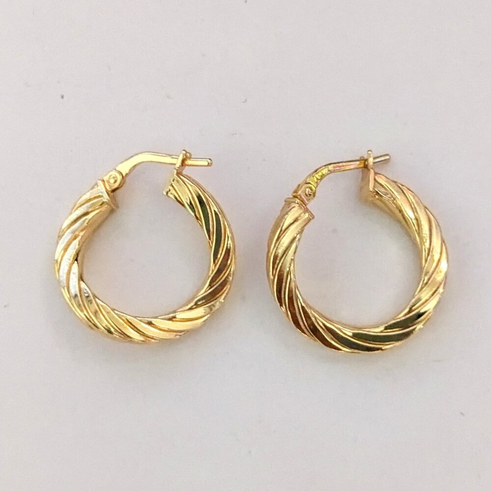 ITAOR Italy 925 Gold Vermeil Hoop Pierced Earrings